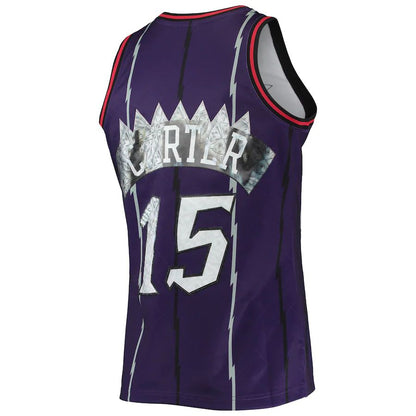 T.Raptors #15 Vince Carter Mitchell & Ness 1996-97 Hardwood Classics N75th Anniversary Diamond Swingman Jersey Purple Stitched American Basketball Jersey - Main View