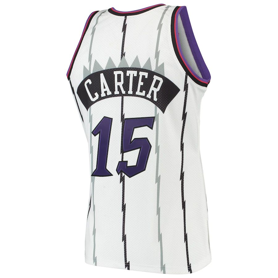 T.Raptors #15 Vince Carter Mitchell & Ness Hardwood Classics 1998-99 Authentic Jersey White Stitched American Basketball Jersey - Main View