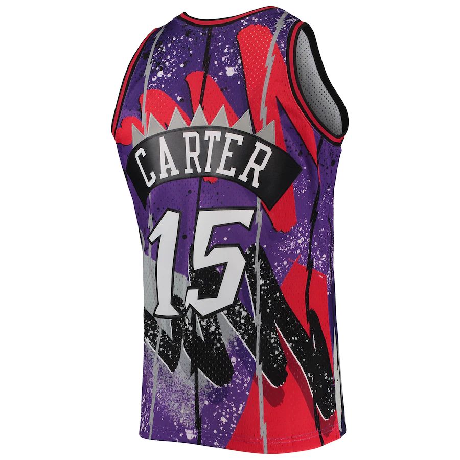 T.Raptors #15 Vince Carter Mitchell & Ness Hardwood Classics 1998-99 Hyper Hoops Swingman Jersey Purple Stitched American Basketball Jersey - Main View