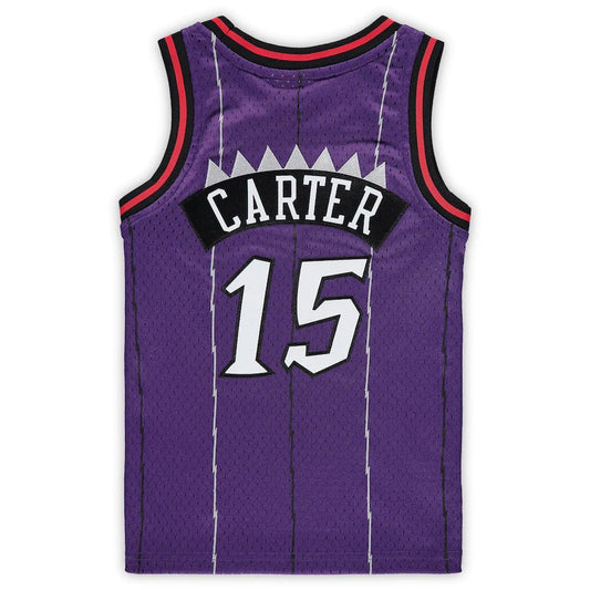 T.Raptors #15 Vince Carter Mitchell & Ness Preschool 1998-1999 Hardwood Classics Throwback Team Jersey Purple Stitched American Basketball Jersey - Main View