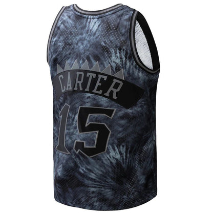T.Raptors #15 Vince Carter Mitchell & Ness Unisex Hardwood Classics 1998-99 Tie-Dye Swingman Jersey Black Stitched American Basketball Jersey - Main View