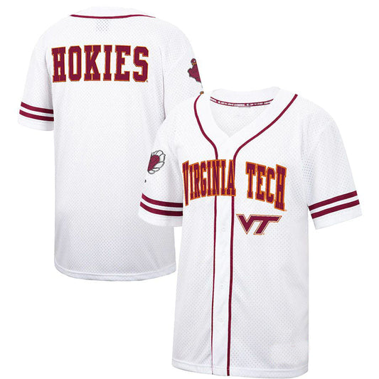 V.Tech Hokies Colosseum Free Spirited Baseball Jersey White Maroon Stitched American College Jerseys - Main View