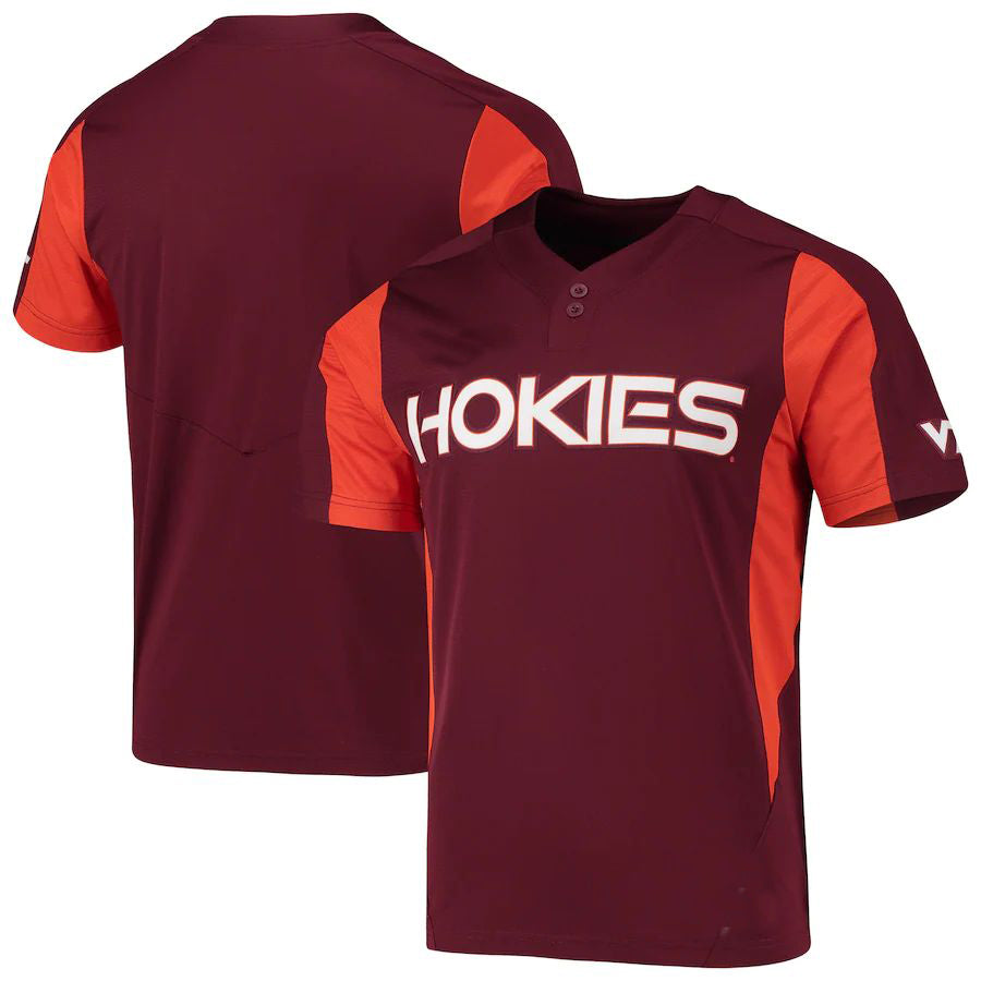 V.Tech Hokies 2-Button Replica Baseball Jersey Maroon Stitched American College Jerseys - Main View