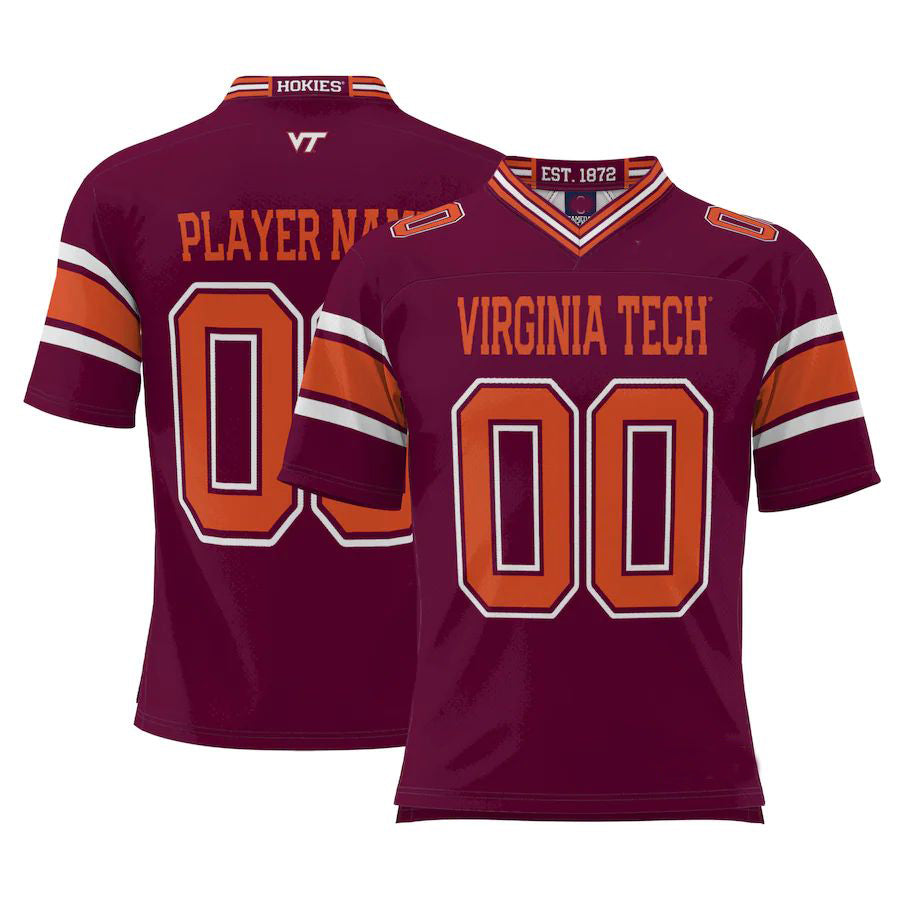 Custom V.Tech Hokies ProSphere NIL Pick-A-Player Football Jersey Maroon Stitched American College Jerseys - Main View