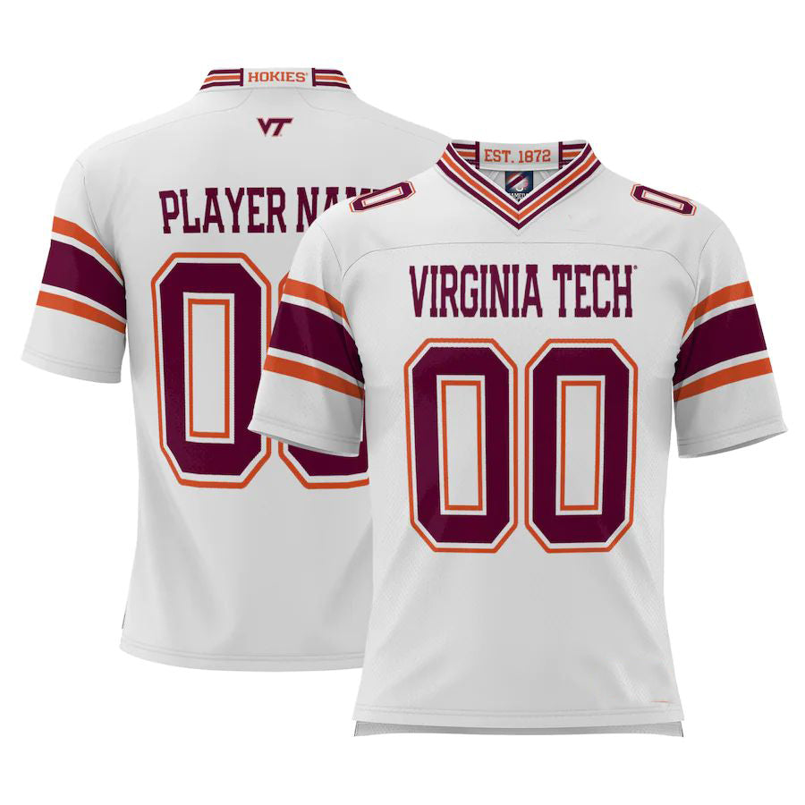 Custom V.Tech Hokies ProSphere NIL Pick-A-Player Football Jersey White Stitched American College Jerseys - Main View