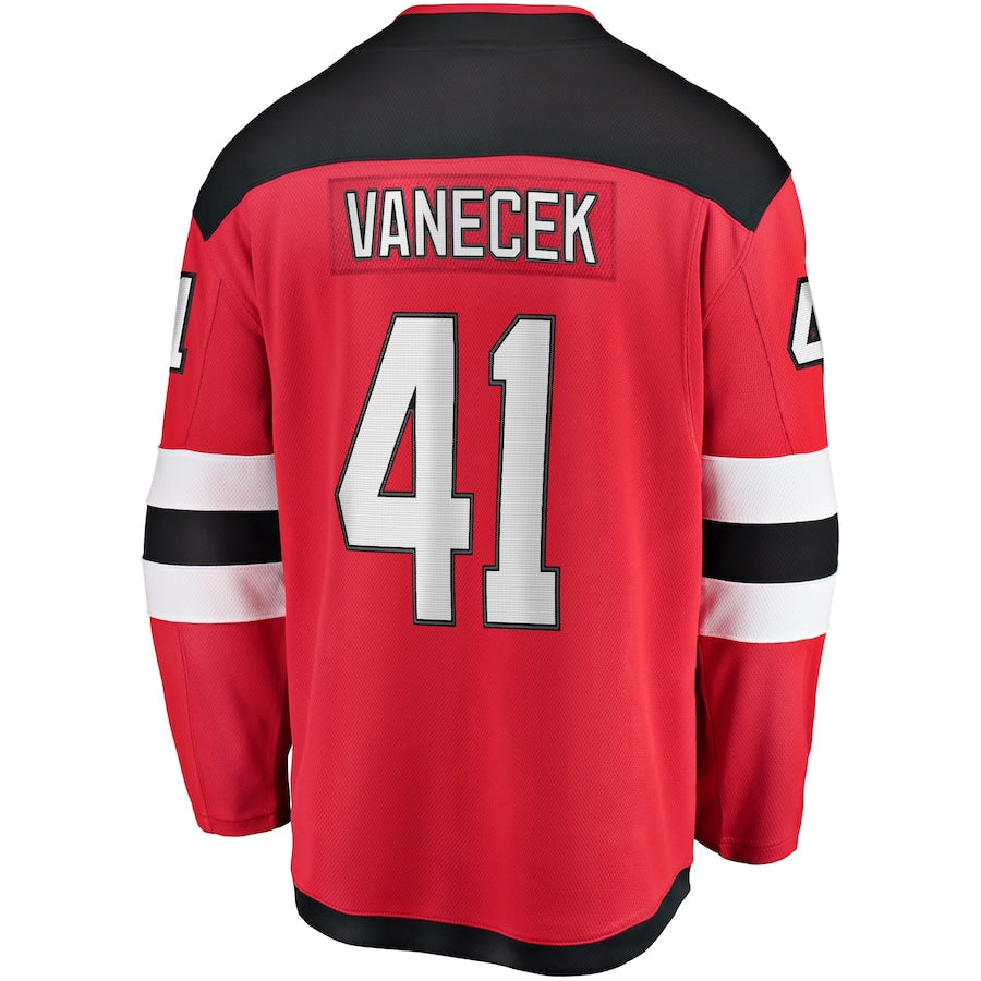 NJ.Devils #41 Vitek Vanecek Fanatics Branded Home Breakaway Player Jersey  Red Stitched American Hockey Jerseys - Main View
