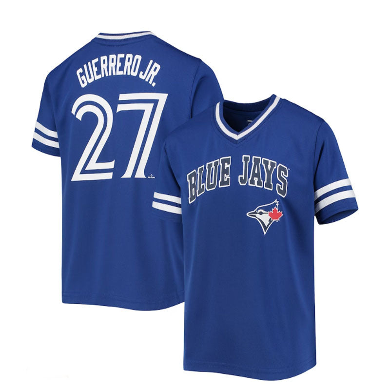 Toronto Blue Jays #27 Vladimir Guerrero Jr. Royal Player Logo Jersey Baseball Jerseys - Main View