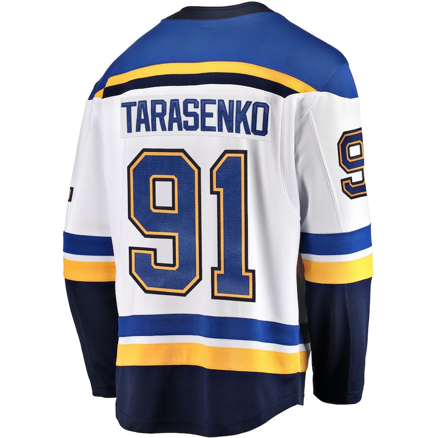 St.L.Blues #91 Vladimir Tarasenko Fanatics Branded Away Premier Breakaway Player Jersey White Stitched American Hockey Jerseys - Main View