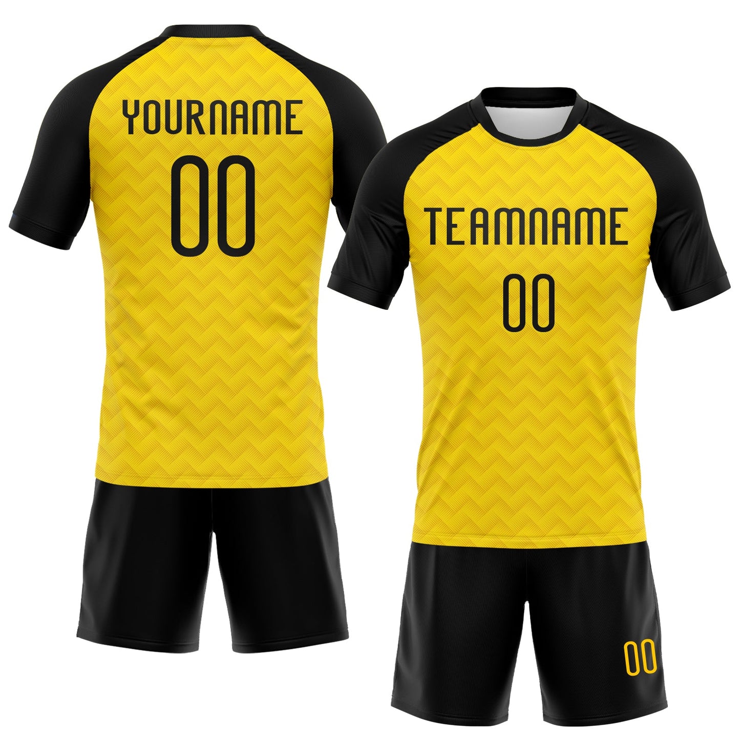 Custom Yellow Black Geometric Shape Sublimation Volleyball Uniform Jersey view 2
