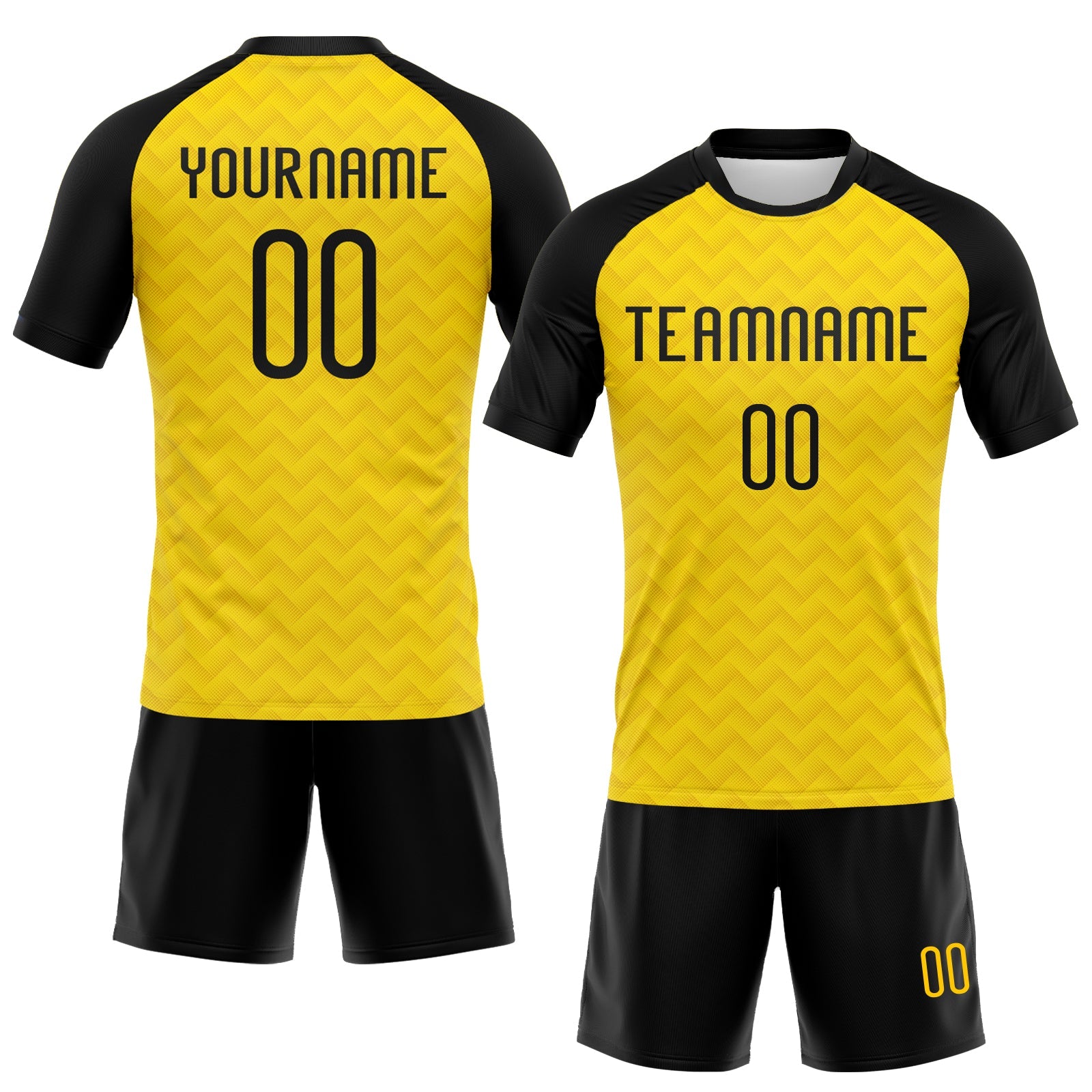 Custom Yellow Black Geometric Shape Sublimation Volleyball Uniform Jersey view 2