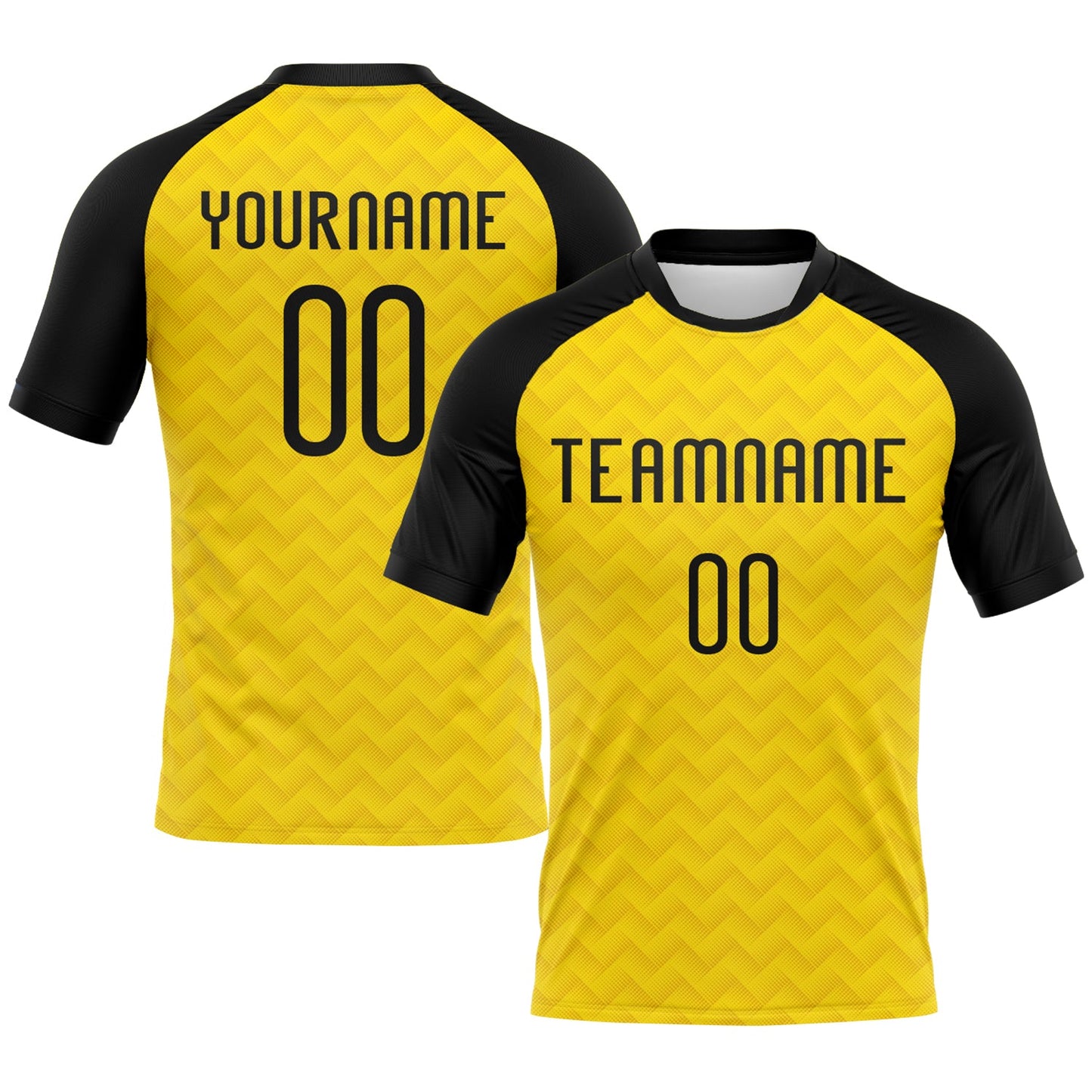 Custom Yellow Black Geometric Shape Sublimation Volleyball Uniform Jersey - Main View
