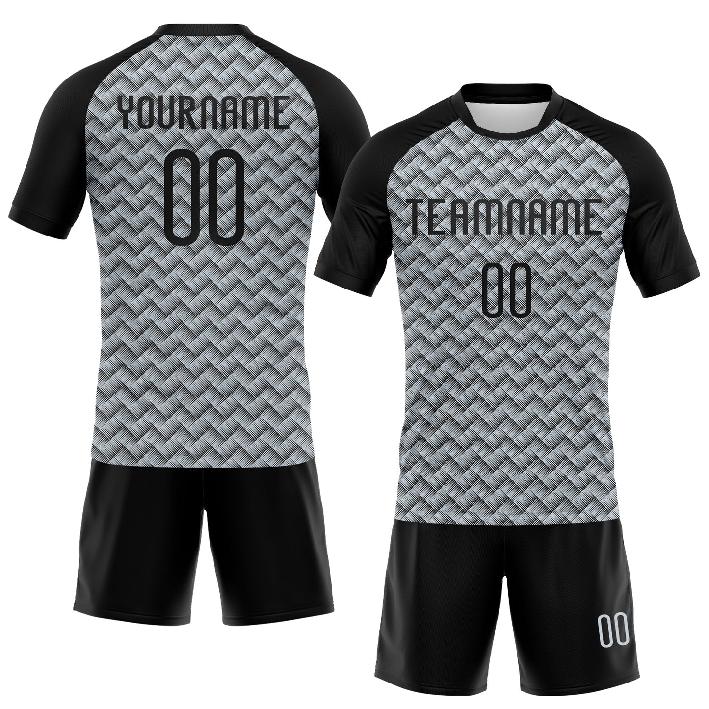 Custom Silver Black Geometric Shape Sublimation Volleyball Uniform Jersey view 2