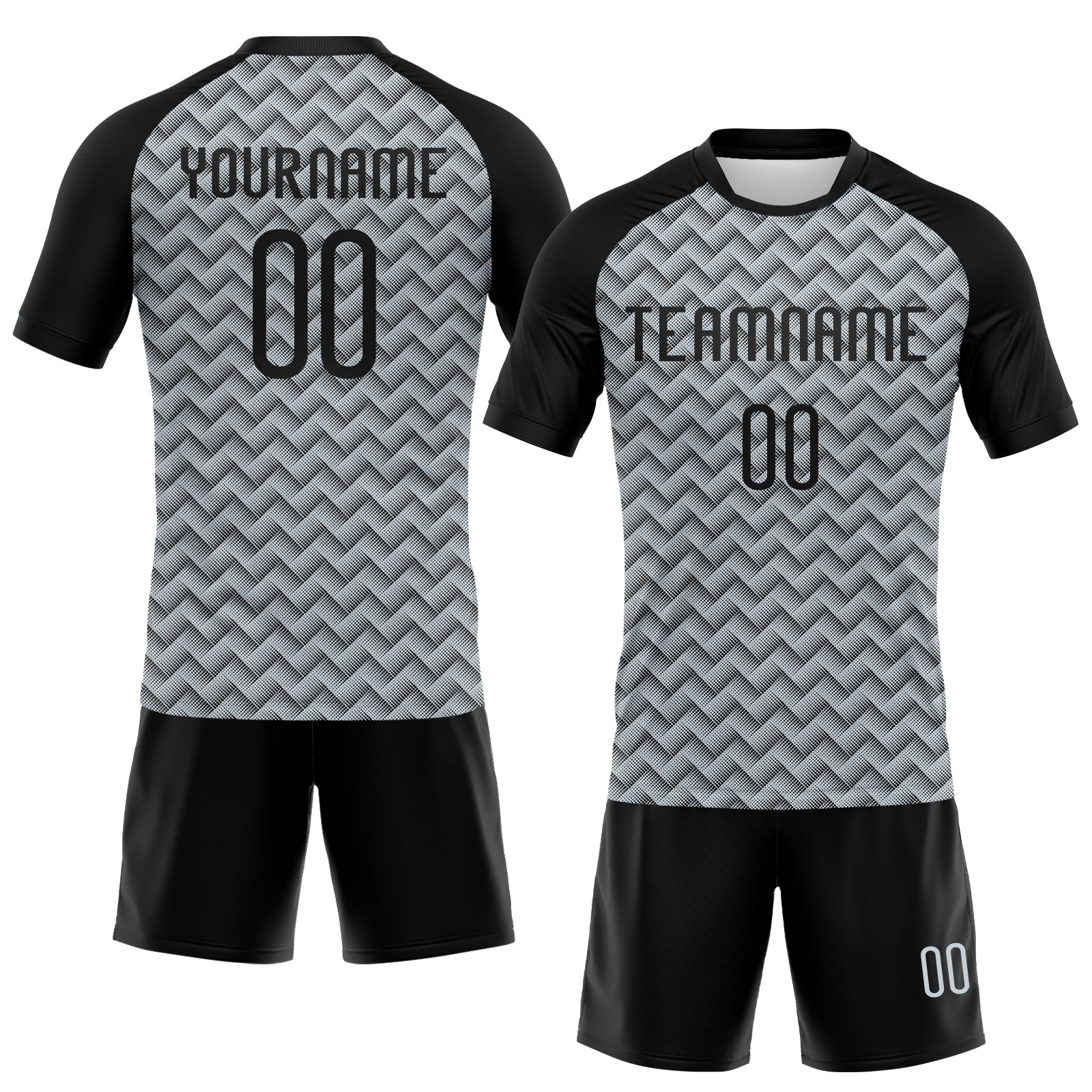 Custom Silver Black Geometric Shape Sublimation Volleyball Uniform Jersey view 2