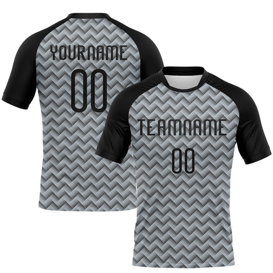 Custom Silver Black Geometric Shape Sublimation Volleyball Uniform Jersey - Main View
