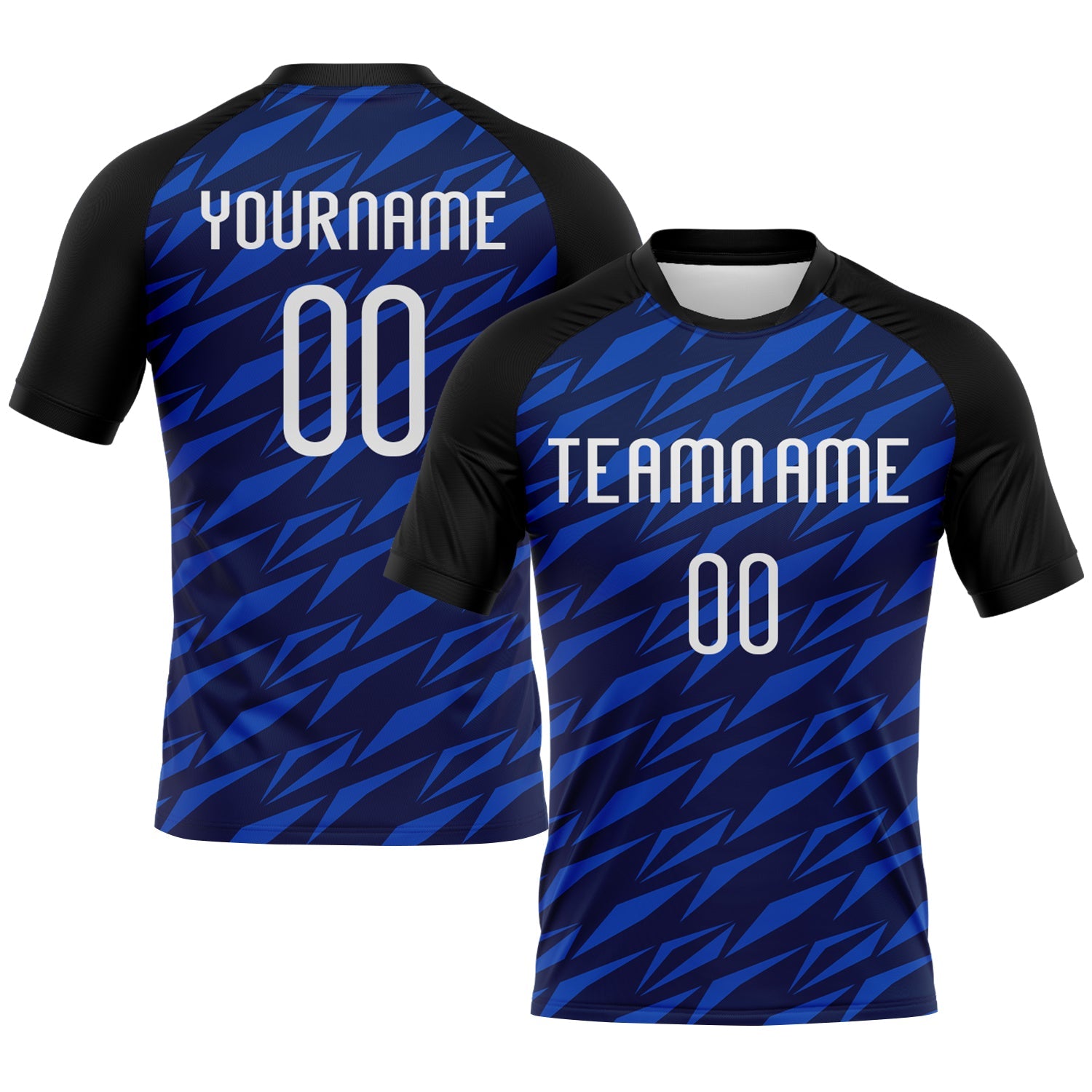 Custom Navy Thunder Blue-Black Geometric Shape Sublimation Volleyball Uniform Jersey - Main View