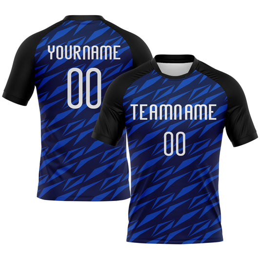 Custom Navy Thunder Blue-Black Geometric Shape Sublimation Volleyball Uniform Jersey - Main View