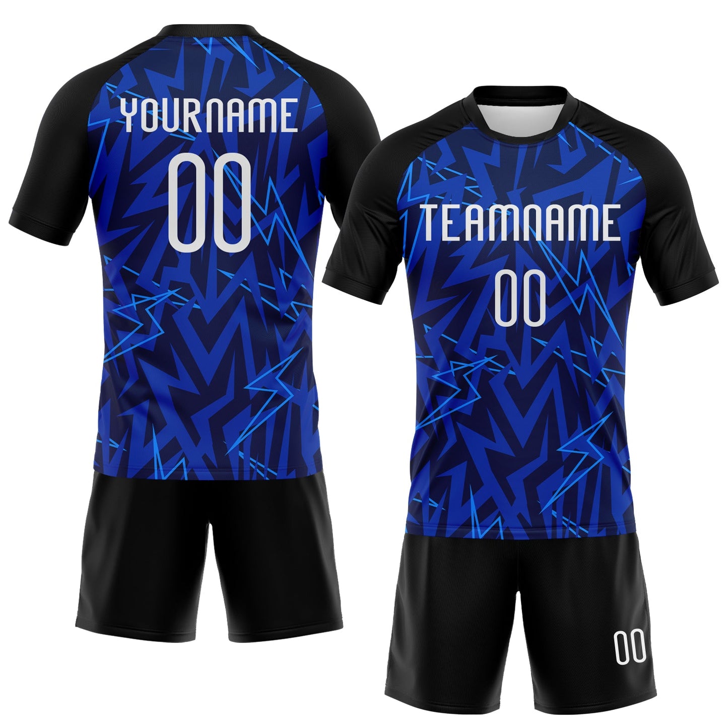 Custom Navy Thunder Blue-Black Lightning Sublimation Volleyball Uniform Jersey view 2