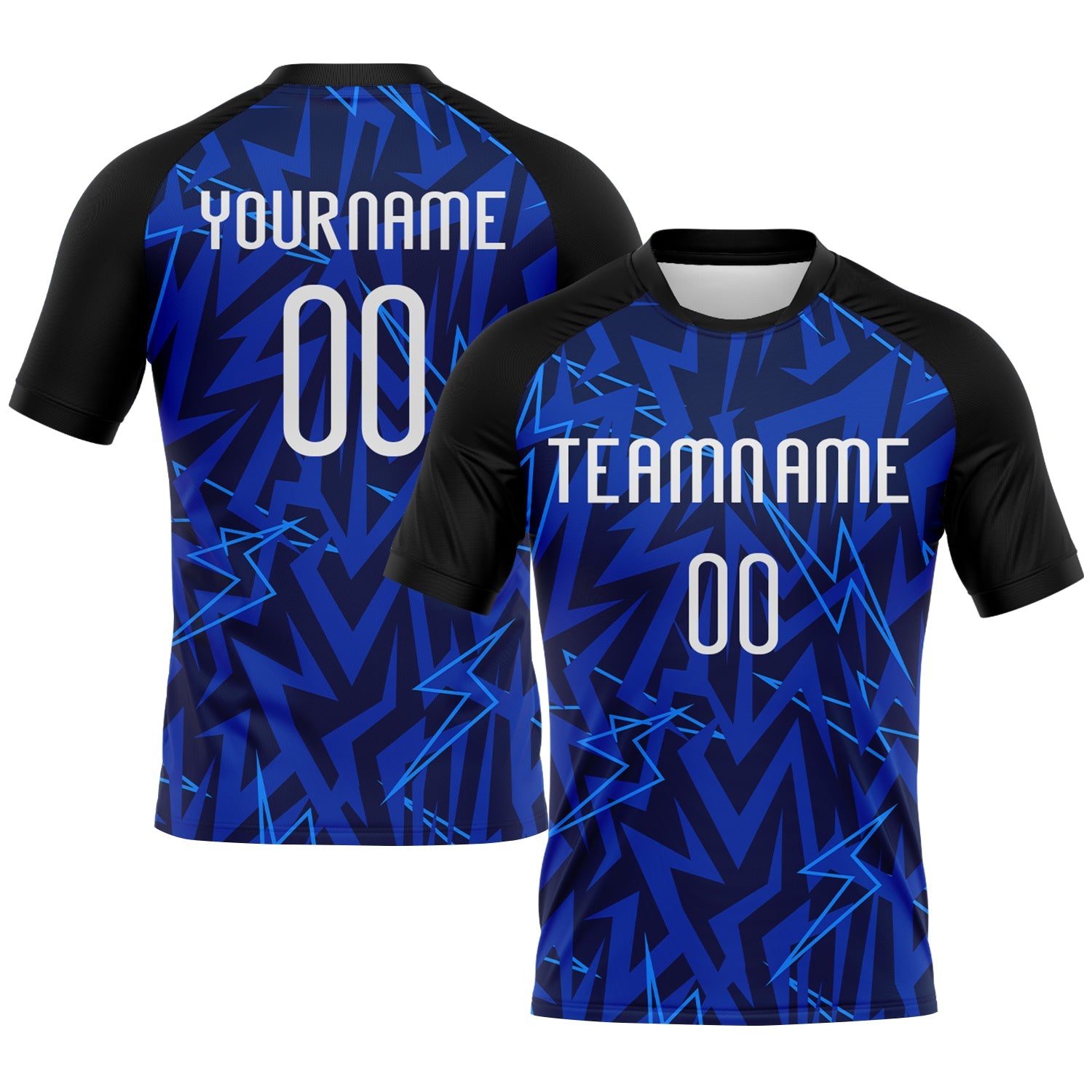 Custom Navy Thunder Blue-Black Lightning Sublimation Volleyball Uniform Jersey - Main View