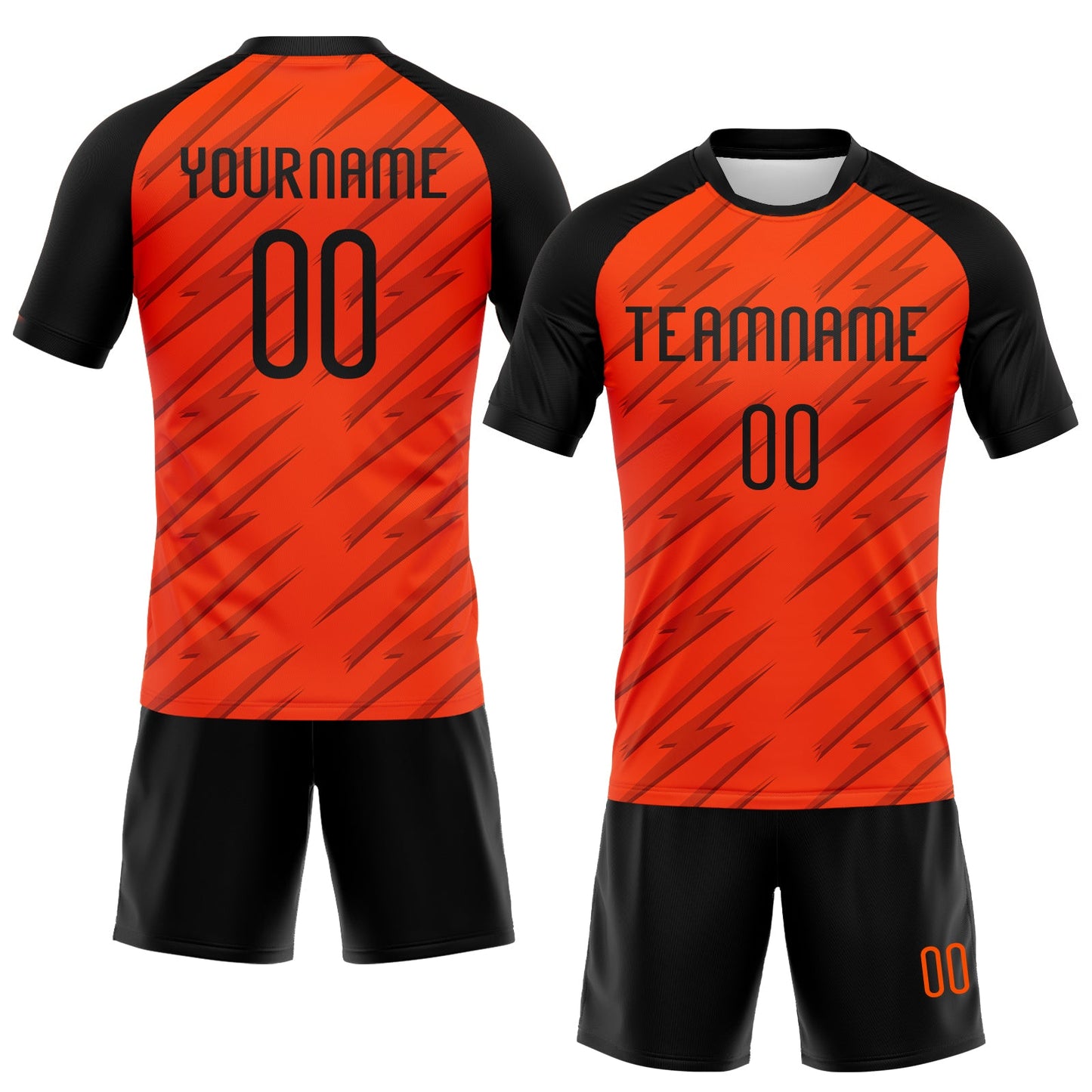 Custom Orange Black Line Sublimation Volleyball Uniform Jersey view 2