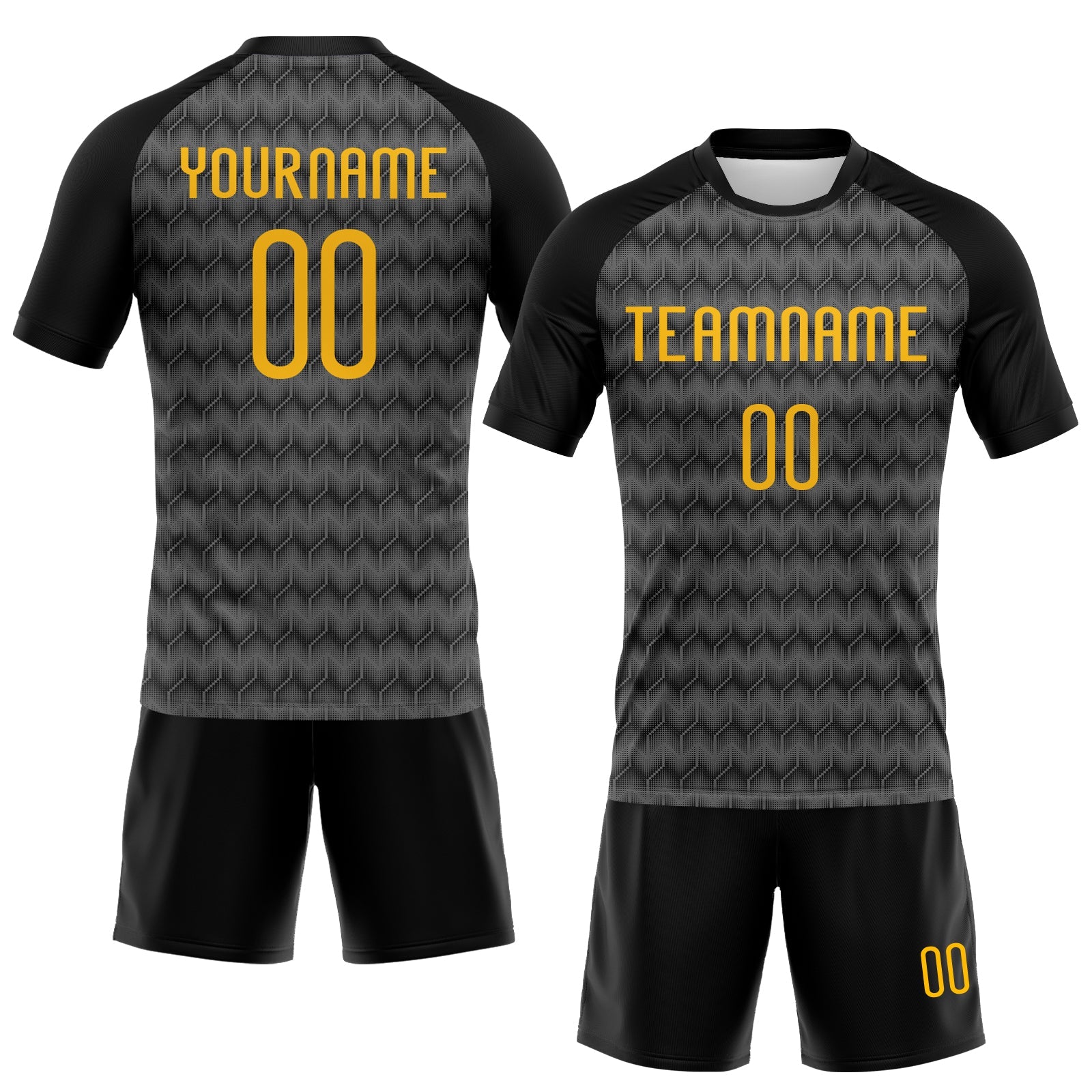 Custom Gray Gold-Black Geometric Shape Sublimation Volleyball Uniform Jersey view 2