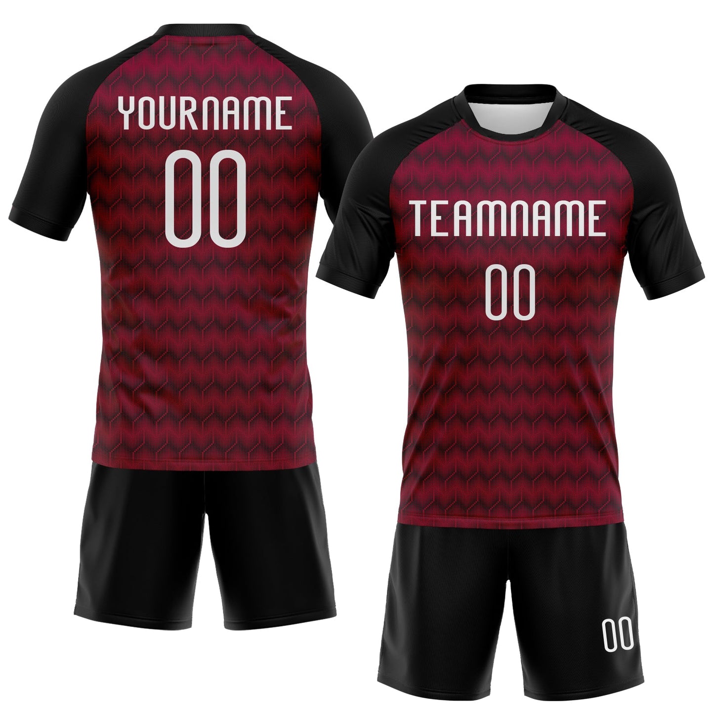 Custom Maroon White-Black Geometric Shape Sublimation Volleyball Uniform Jersey view 2