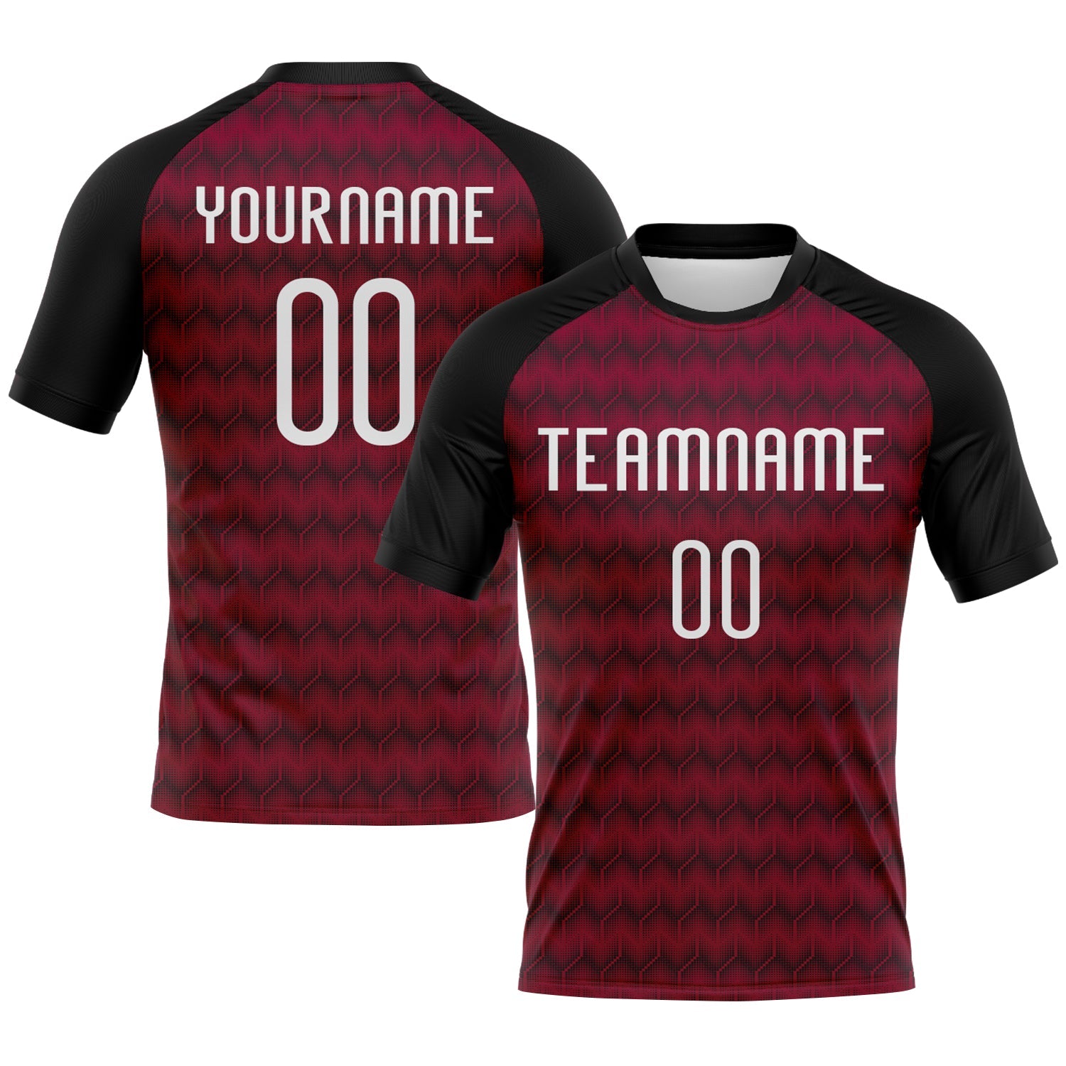Custom Maroon White-Black Geometric Shape Sublimation Volleyball Uniform Jersey - Main View