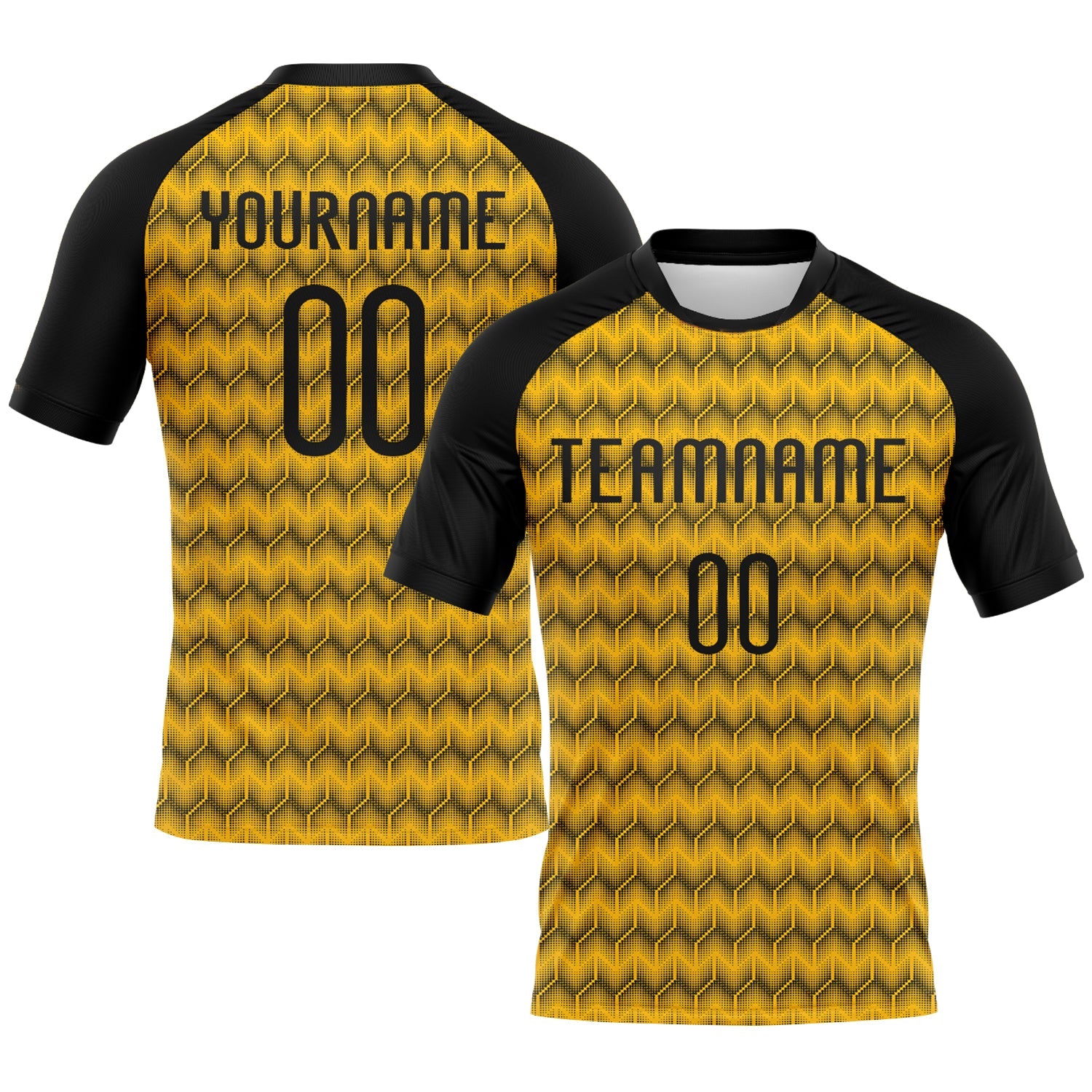 Custom Gold Black Geometric Shape Sublimation Volleyball Uniform Jersey - Main View