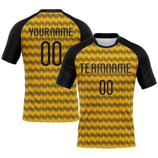 Custom Gold Black Geometric Shape Sublimation Volleyball Uniform Jersey - Main View