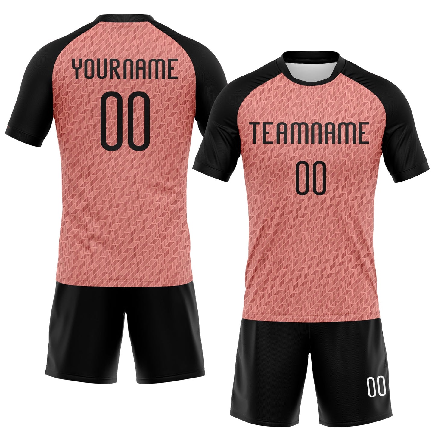 Custom Light Pink Black-White Geometric Shape Sublimation Volleyball Uniform Jersey view 2