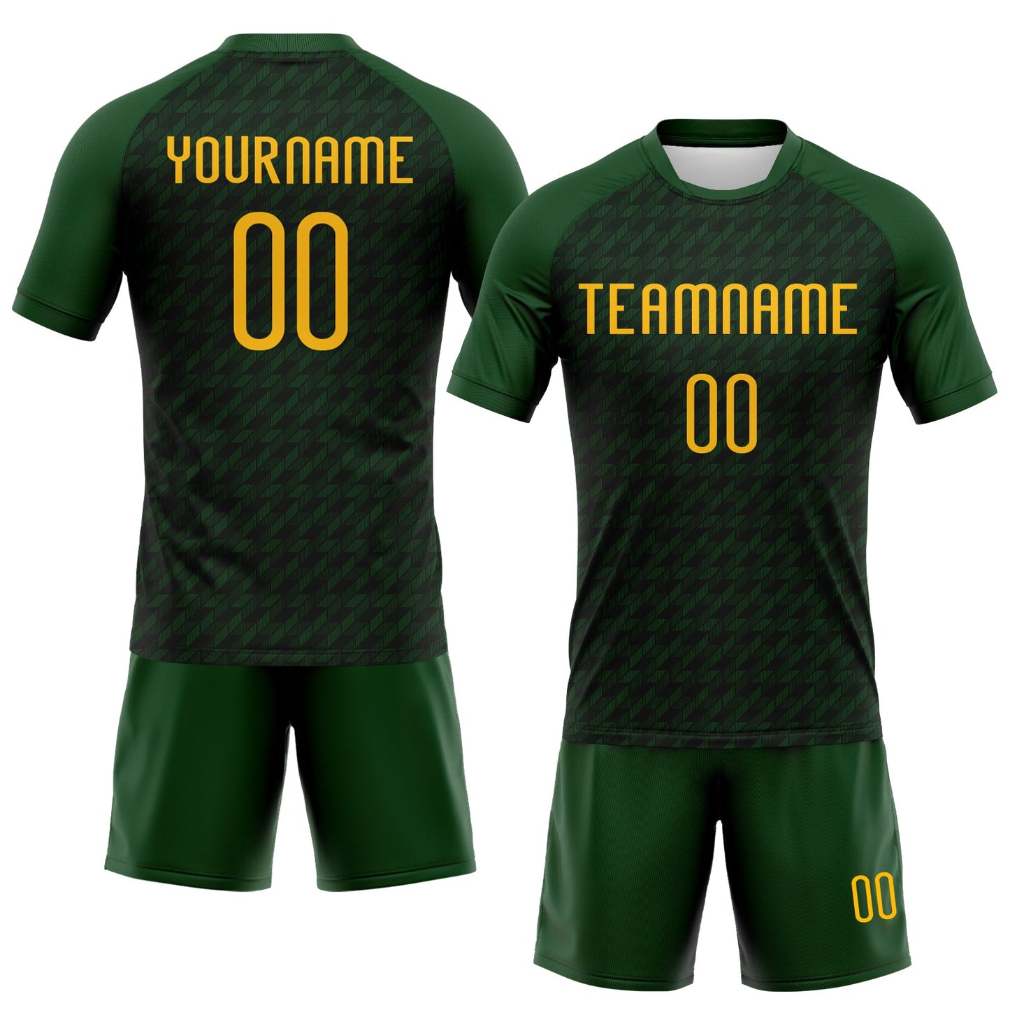 Custom Green Gold Geometric Shape Sublimation Volleyball Uniform Jersey view 2