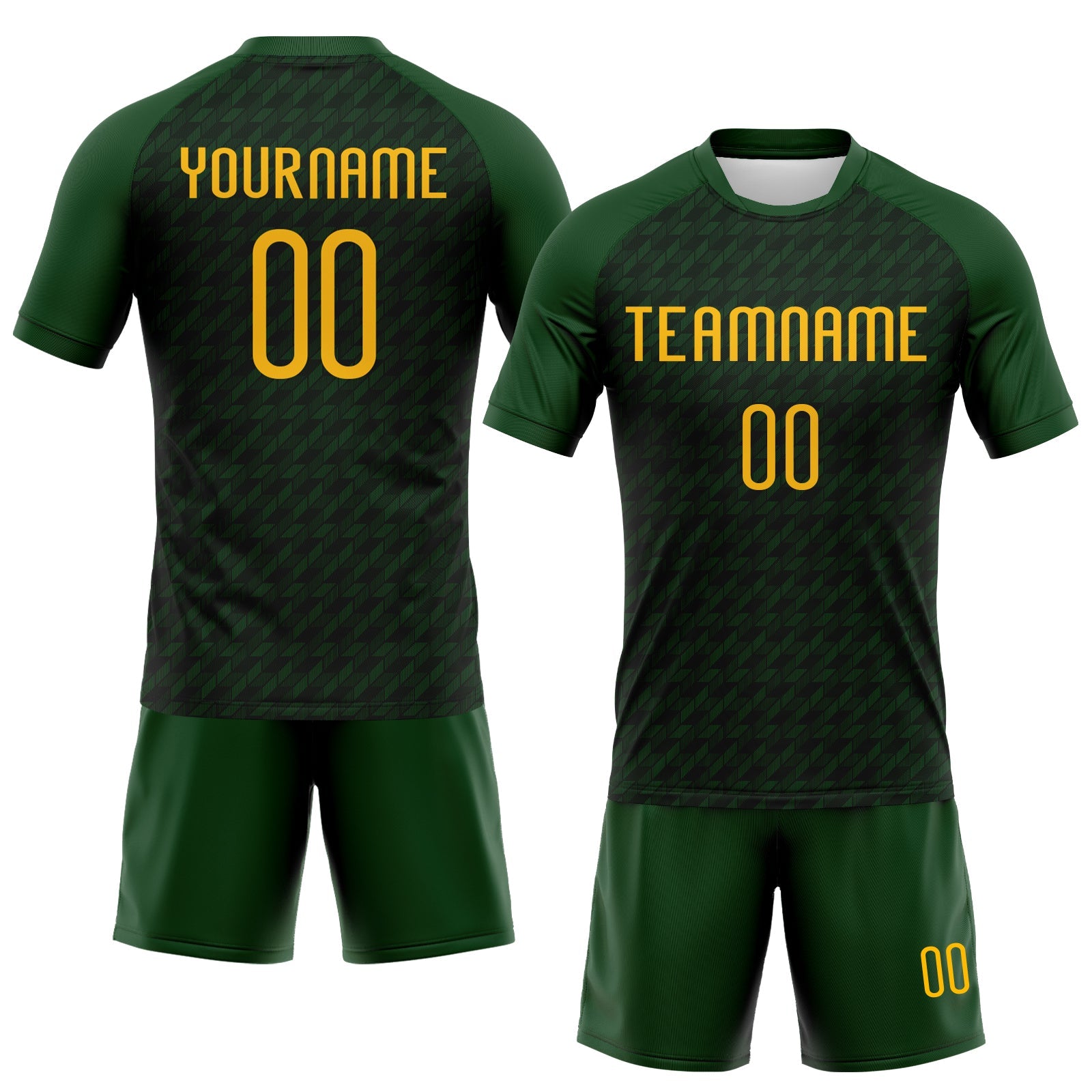 Custom Green Gold Geometric Shape Sublimation Volleyball Uniform Jersey view 2