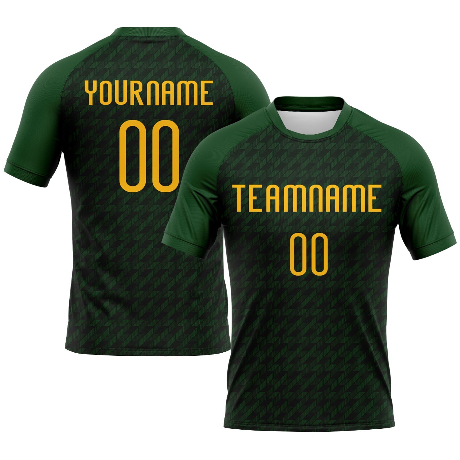 Custom Green Gold Geometric Shape Sublimation Volleyball Uniform Jersey - Main View
