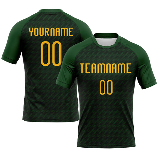 Custom Green Gold Geometric Shape Sublimation Volleyball Uniform Jersey - Main View