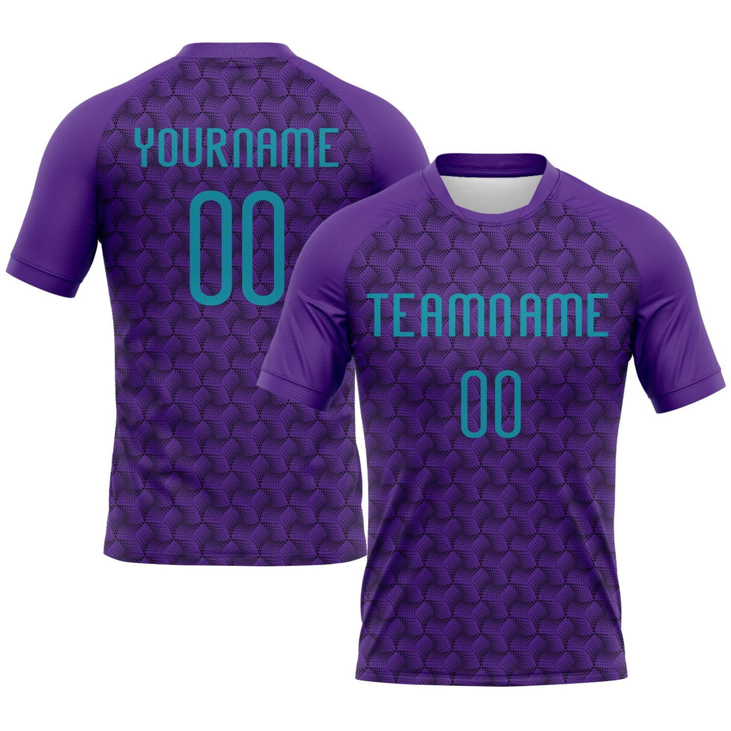 Custom Purple Teal-Black Geometric Shape Sublimation Volleyball Uniform Jersey - Main View
