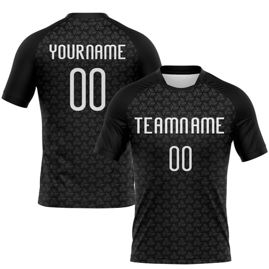 Custom Black White Geometric Shape Sublimation Volleyball Uniform Jersey - Main View
