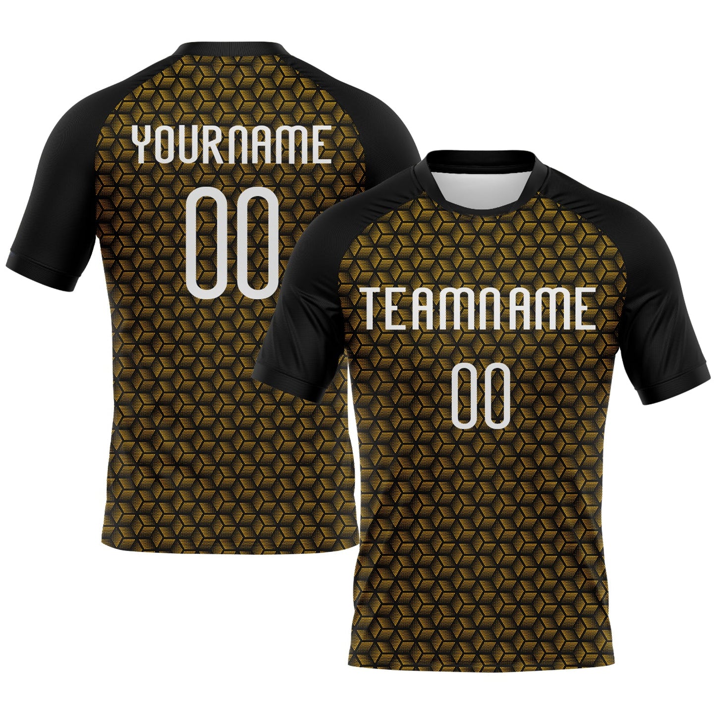 Custom Gold White-Black Geometric Shape Sublimation Volleyball Uniform Jersey - Main View