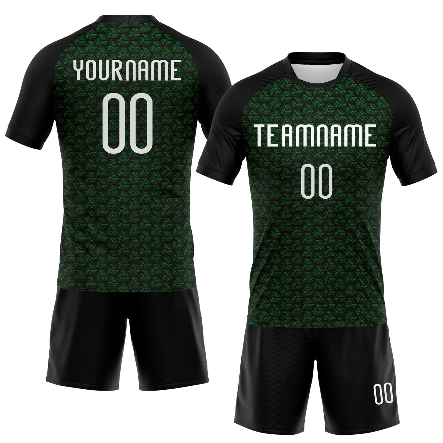 Custom Grass Green White-Black Geometric Shape Sublimation Volleyball Uniform Jersey view 2