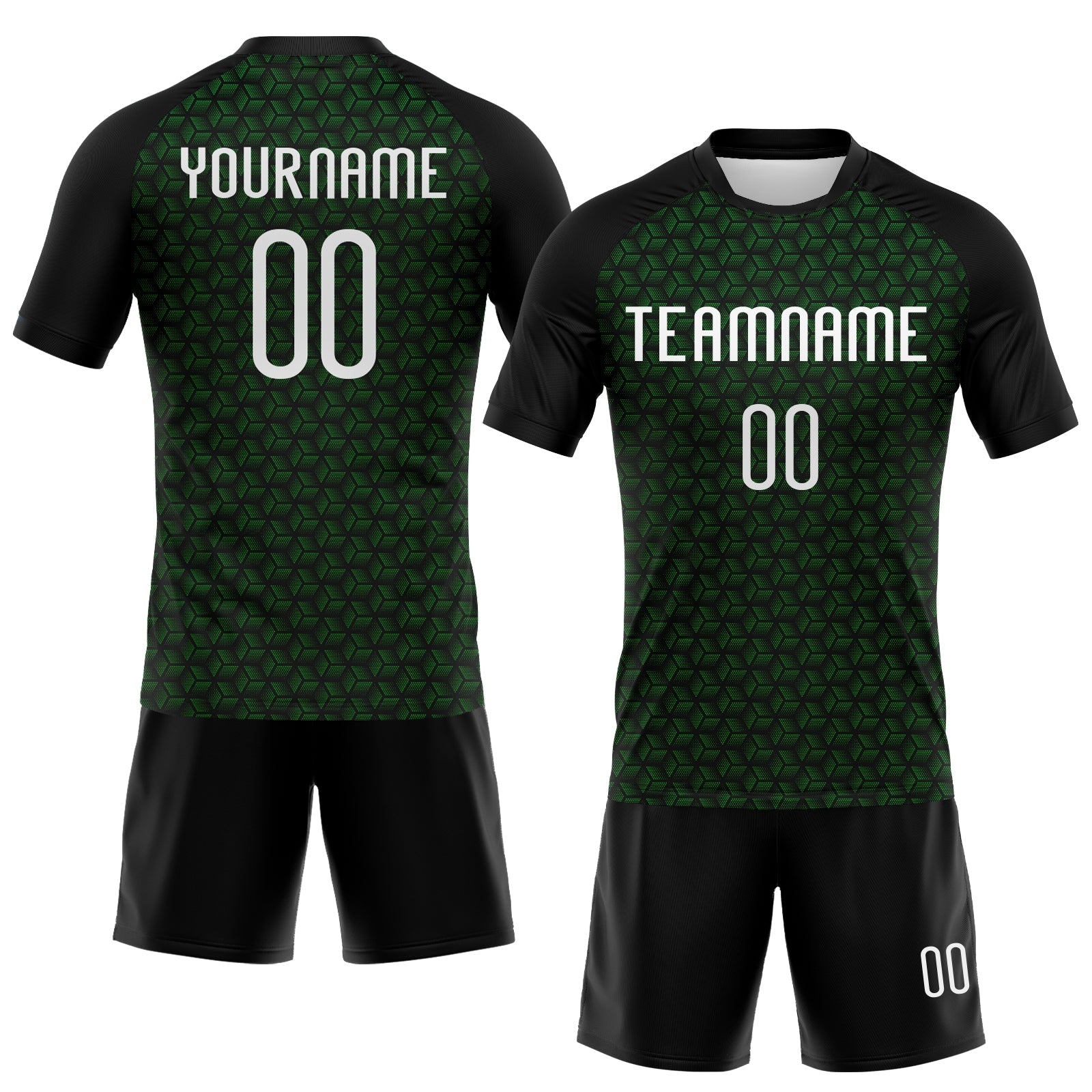 Custom Grass Green White-Black Geometric Shape Sublimation Volleyball Uniform Jersey view 2