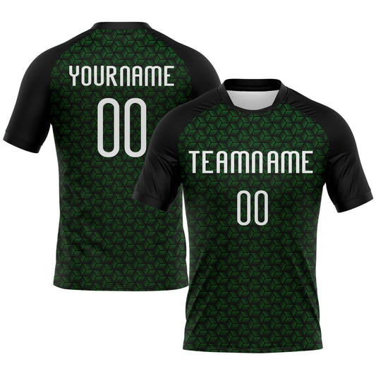 Custom Grass Green White-Black Geometric Shape Sublimation Volleyball Uniform Jersey - Main View