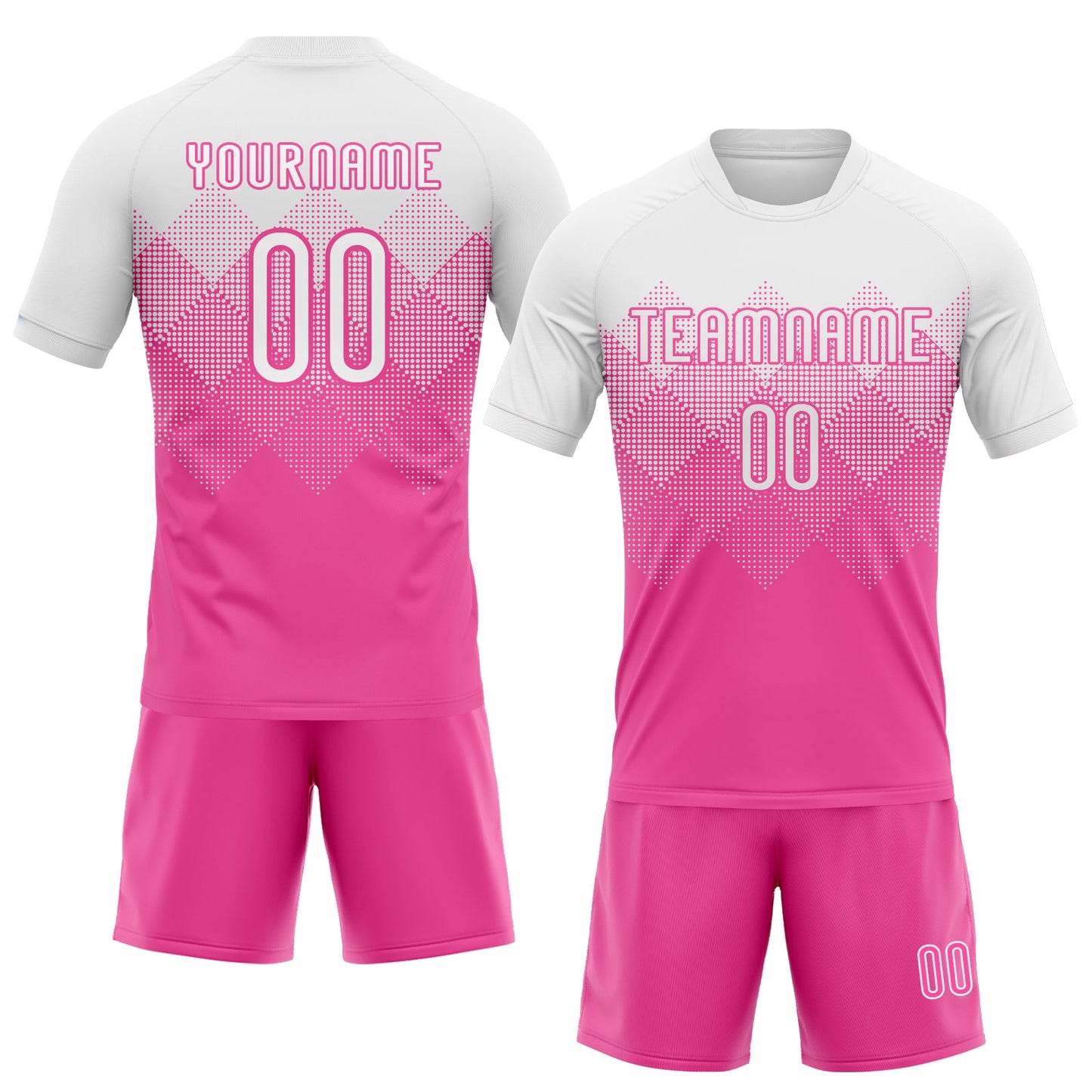 Custom Pink White Geometric Shape Sublimation Volleyball Uniform Jersey view 2