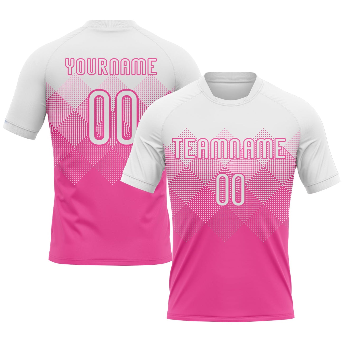 Custom Pink White Geometric Shape Sublimation Volleyball Uniform Jersey - Main View