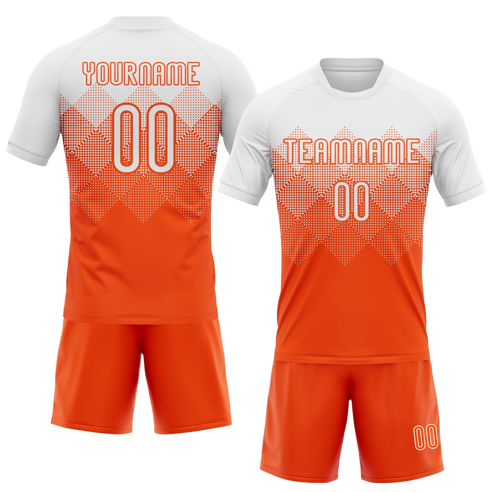 Custom Orange White Geometric Shape Sublimation Volleyball Uniform Jersey view 2