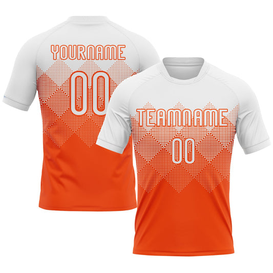 Custom Orange White Geometric Shape Sublimation Volleyball Uniform Jersey - Main View