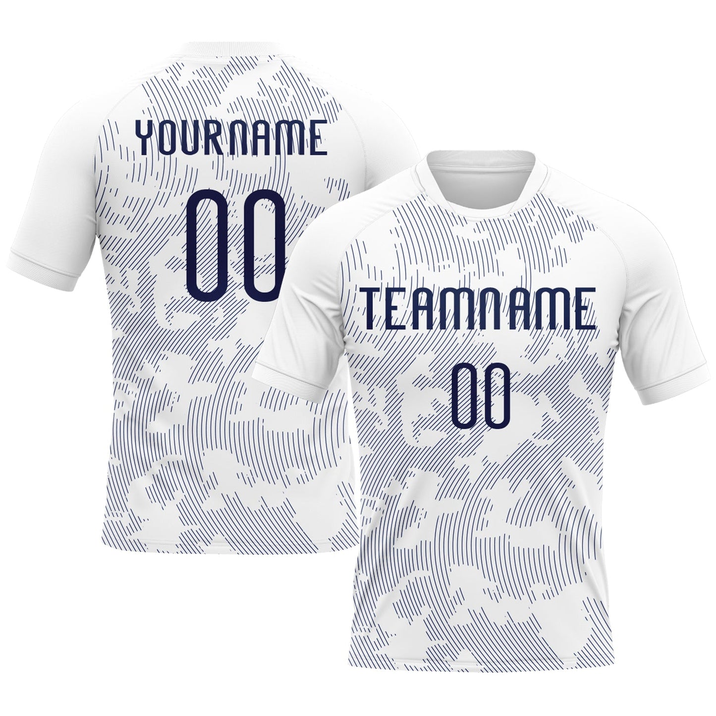 Custom White Navy Curve Lines Sublimation Volleyball Uniform Jersey - Main View