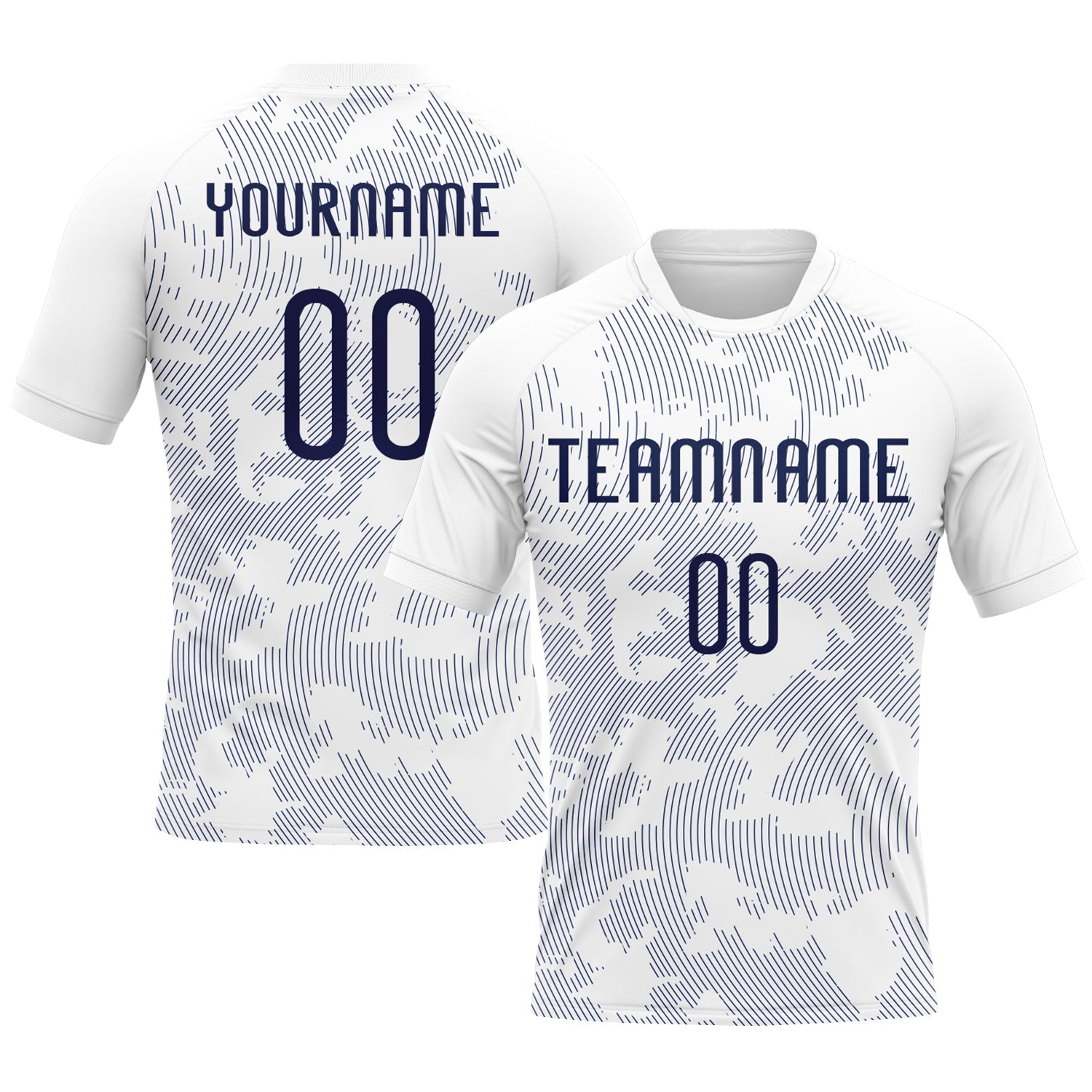 Custom White Navy Curve Lines Sublimation Volleyball Uniform Jersey - Main View