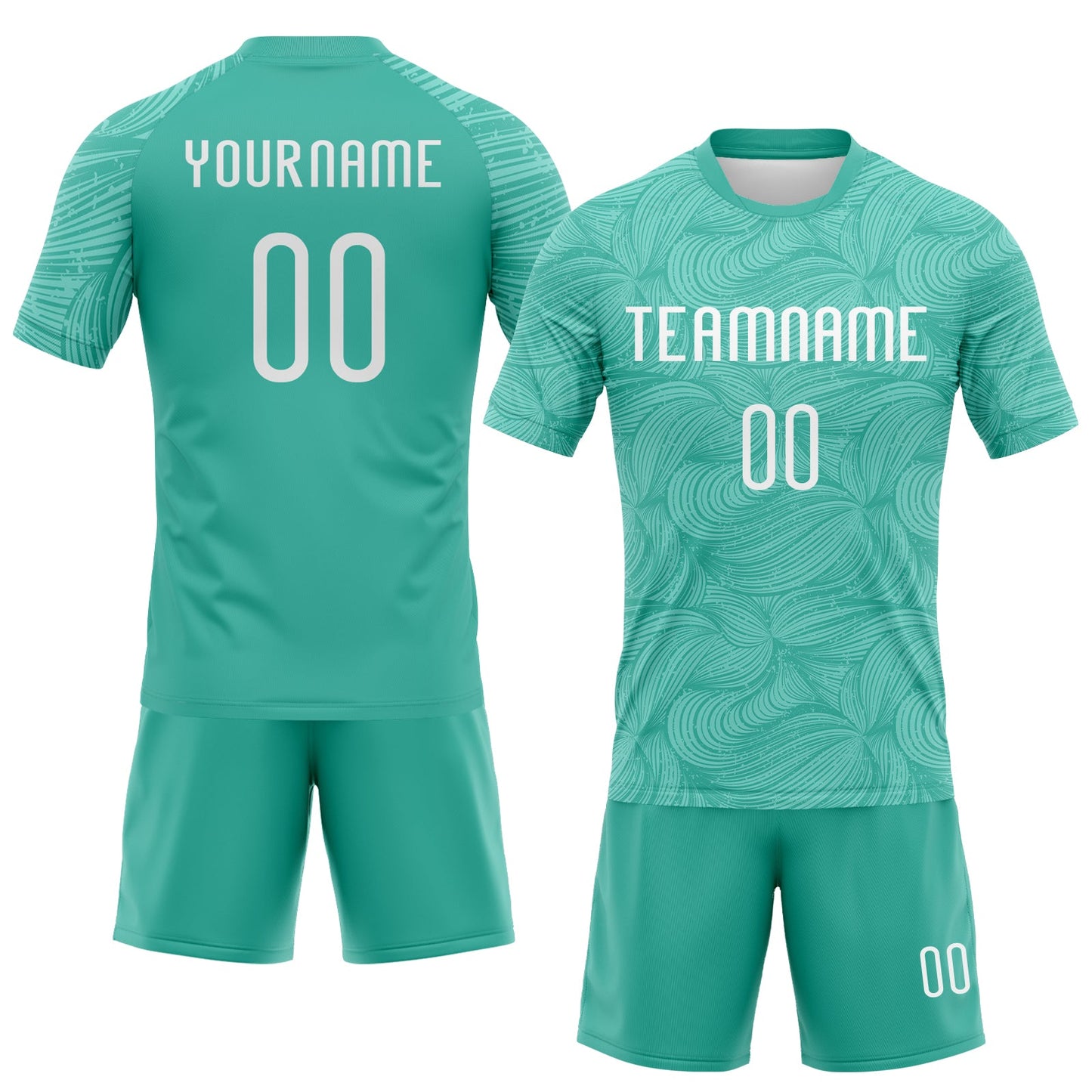 Custom Aqua White Lines Sublimation Volleyball Uniform Jersey view 2