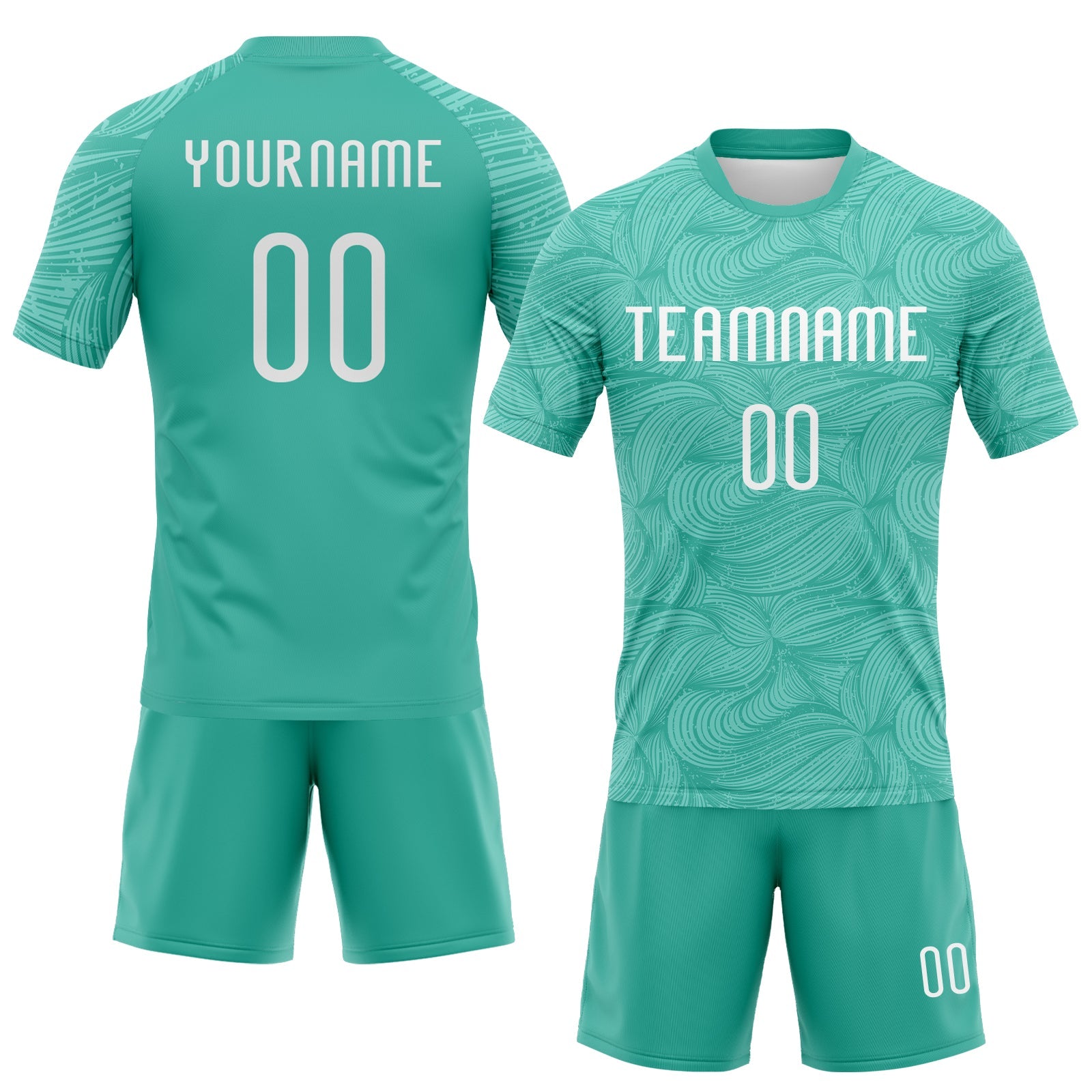 Custom Aqua White Lines Sublimation Volleyball Uniform Jersey view 2