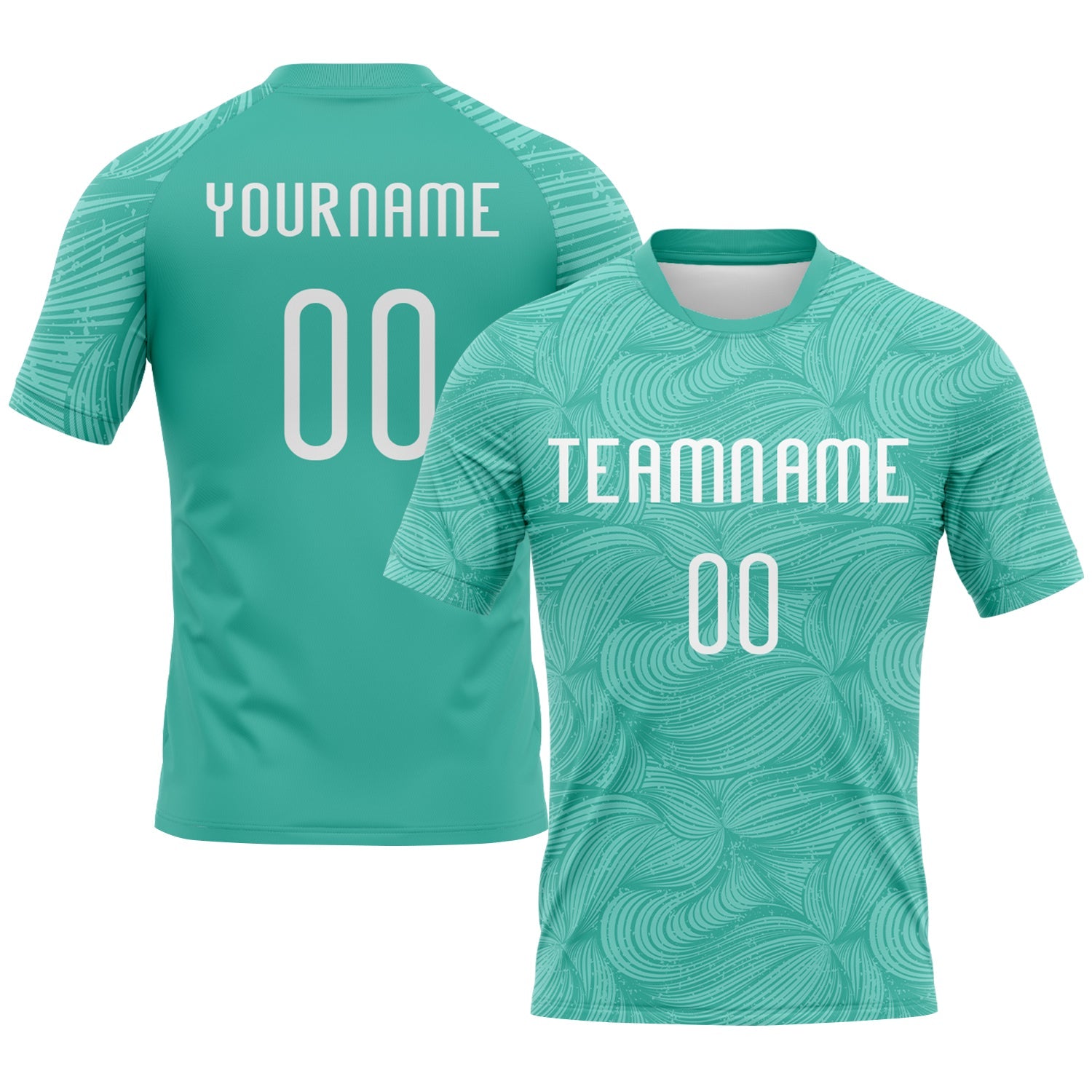 Custom Aqua White Lines Sublimation Volleyball Uniform Jersey - Main View