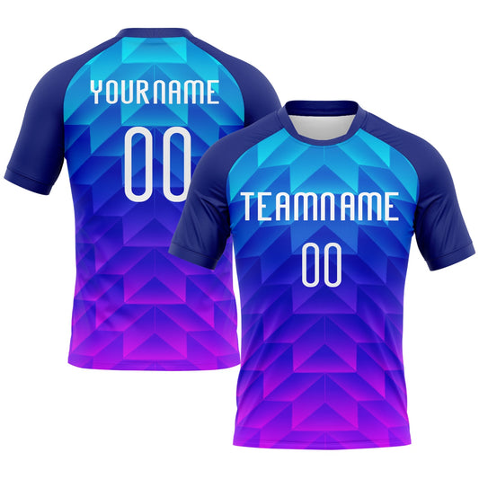 Custom Royal White-Pink Geometric Shape Sublimation Volleyball Uniform Jersey - Main View