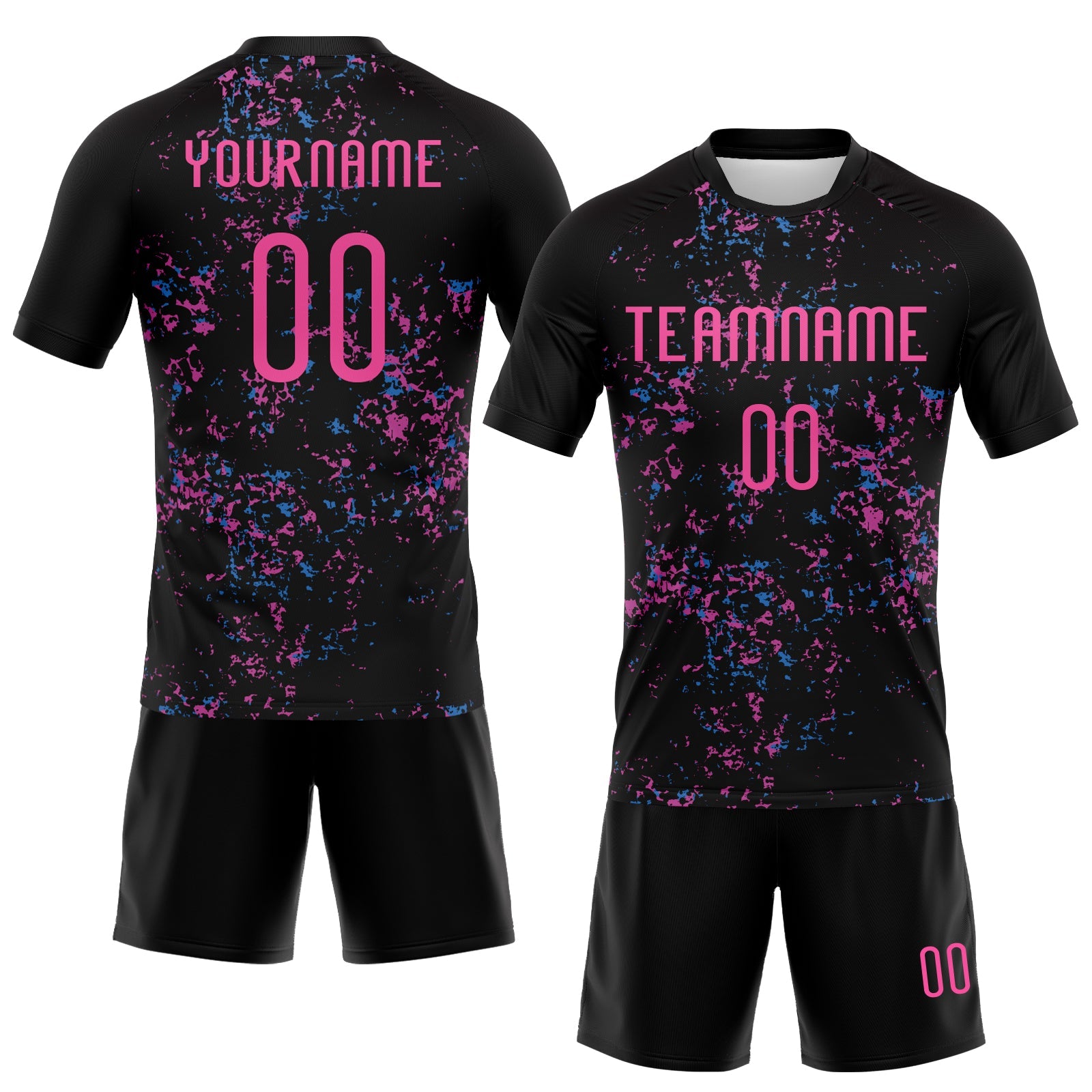 Custom Black Pink-Light Blue Abstract Fragment Art Sublimation Volleyball Uniform Jersey view 2